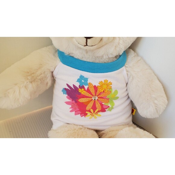 Build A Bear Workshop White Teddy Bear Plush Brown Nose 16" BAB Plush Tank Top - Picture 4 of 8